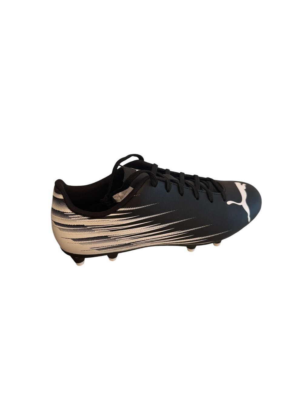 Puma Black Soccer Cleats with White Speed Stripe